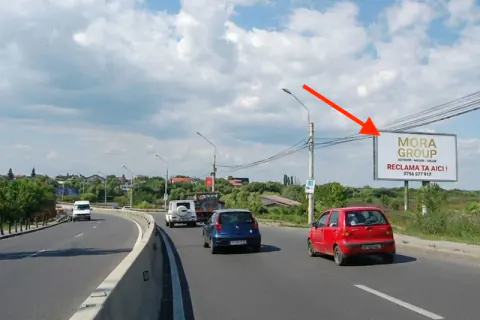 Panou unipol pe drum national la iesirea din Bucuresti — publicitate DN Ilfov Mora Group