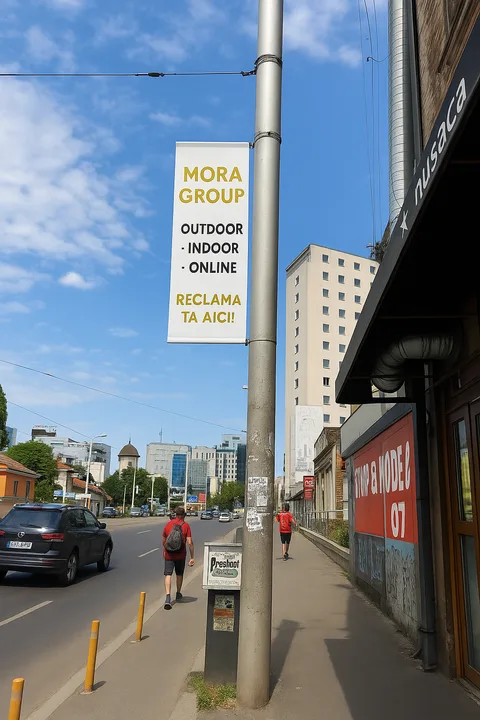 Steaguri stradale pe stalpi — Mora Group Bucuresti