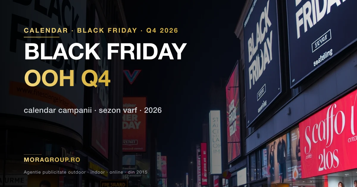 Calendar Q4 Romania 2026 cu etape planificare campanii OOH Black Friday si sarbatori